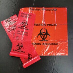Lot of 30 Biohazard Plastic Bags Red Halloween Cosplay Decorations Zombie